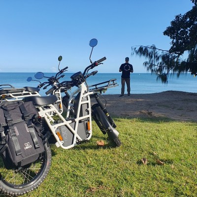 a motorcycle is parked on the grass